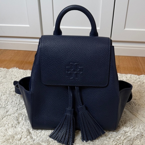Tory Butch Mini Thea Backpack Navy Blue - Picture 2 of 10